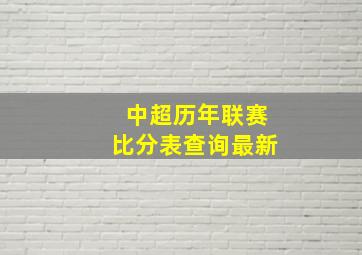 中超历年联赛比分表查询最新