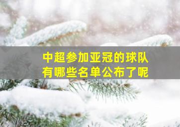 中超参加亚冠的球队有哪些名单公布了呢