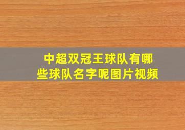 中超双冠王球队有哪些球队名字呢图片视频