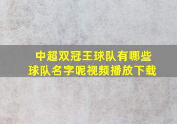 中超双冠王球队有哪些球队名字呢视频播放下载