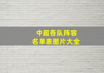 中超各队阵容名单表图片大全