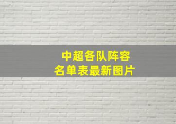 中超各队阵容名单表最新图片