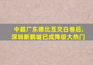 中超广东德比互交白卷后,深圳新鹏城已成降级大热门