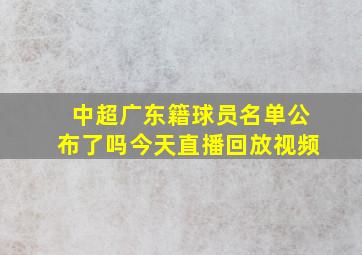 中超广东籍球员名单公布了吗今天直播回放视频