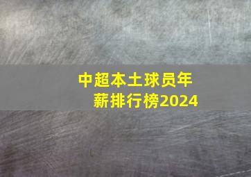 中超本土球员年薪排行榜2024