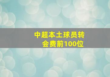 中超本土球员转会费前100位