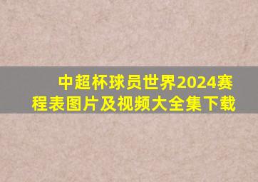 中超杯球员世界2024赛程表图片及视频大全集下载