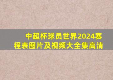 中超杯球员世界2024赛程表图片及视频大全集高清