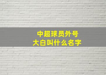 中超球员外号大白叫什么名字