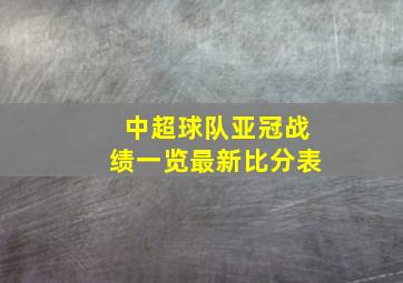 中超球队亚冠战绩一览最新比分表