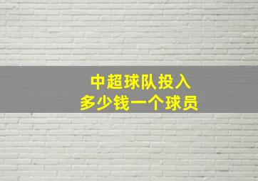 中超球队投入多少钱一个球员