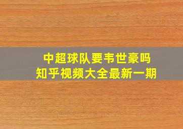 中超球队要韦世豪吗知乎视频大全最新一期