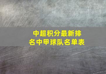 中超积分最新排名中甲球队名单表