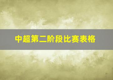 中超第二阶段比赛表格