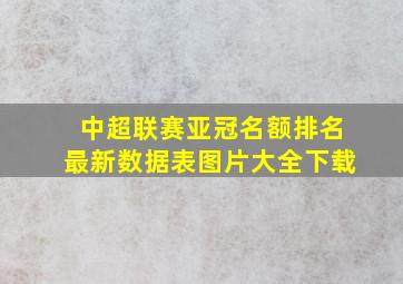 中超联赛亚冠名额排名最新数据表图片大全下载