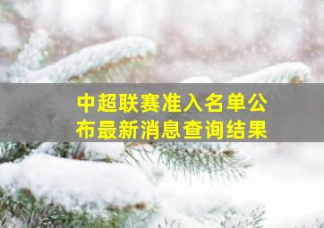 中超联赛准入名单公布最新消息查询结果