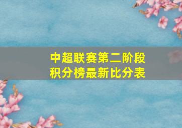 中超联赛第二阶段积分榜最新比分表