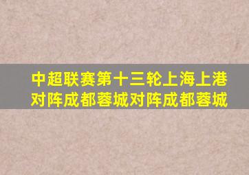 中超联赛第十三轮上海上港对阵成都蓉城对阵成都蓉城