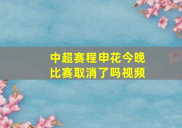 中超赛程申花今晚比赛取消了吗视频