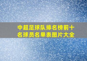 中超足球队排名榜前十名球员名单表图片大全