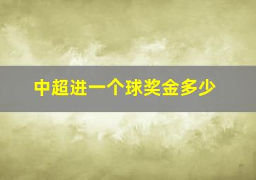 中超进一个球奖金多少