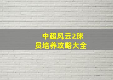 中超风云2球员培养攻略大全