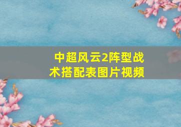 中超风云2阵型战术搭配表图片视频