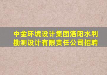 中金环境设计集团洛阳水利勘测设计有限责任公司招聘