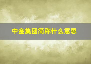 中金集团简称什么意思