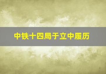 中铁十四局于立中履历