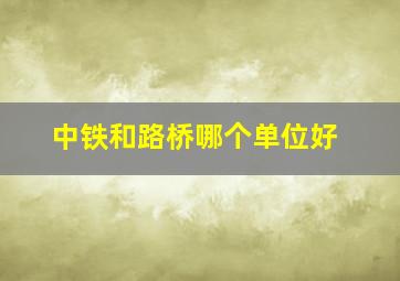 中铁和路桥哪个单位好