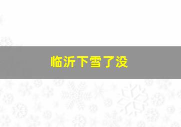 临沂下雪了没