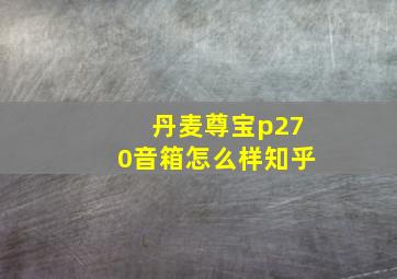 丹麦尊宝p270音箱怎么样知乎