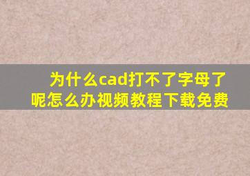 为什么cad打不了字母了呢怎么办视频教程下载免费