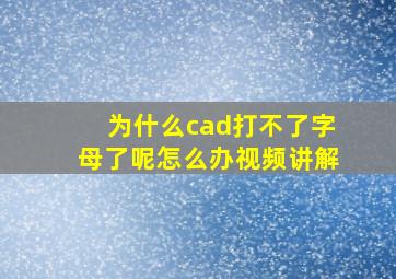 为什么cad打不了字母了呢怎么办视频讲解