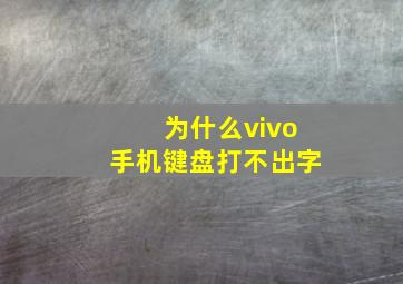 为什么vivo手机键盘打不出字