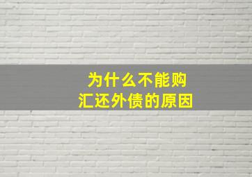 为什么不能购汇还外债的原因