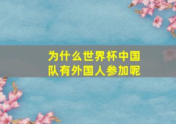 为什么世界杯中国队有外国人参加呢