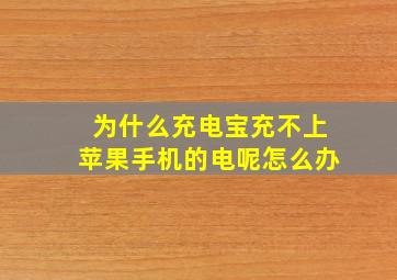 为什么充电宝充不上苹果手机的电呢怎么办