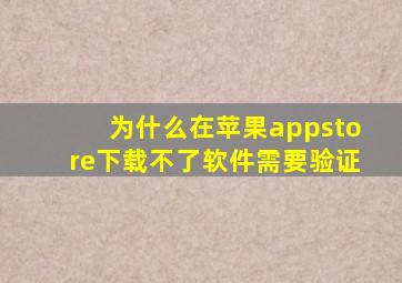 为什么在苹果appstore下载不了软件需要验证