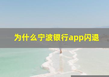 为什么宁波银行app闪退