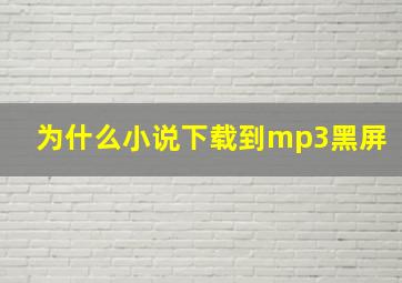 为什么小说下载到mp3黑屏