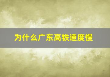 为什么广东高铁速度慢