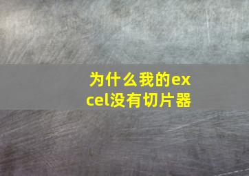 为什么我的excel没有切片器