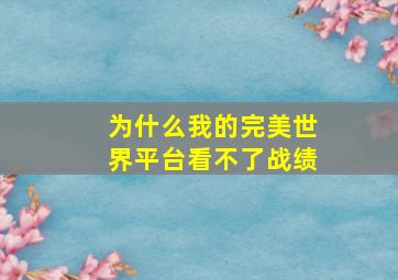 为什么我的完美世界平台看不了战绩