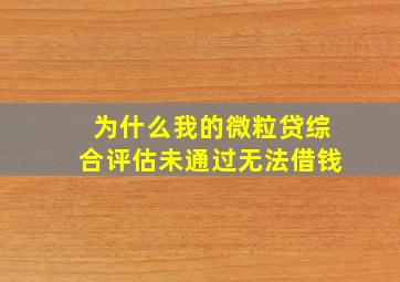 为什么我的微粒贷综合评估未通过无法借钱