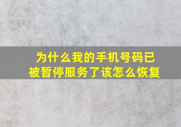 为什么我的手机号码已被暂停服务了该怎么恢复