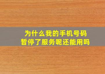 为什么我的手机号码暂停了服务呢还能用吗