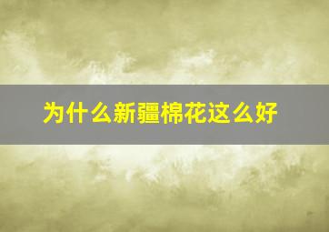 为什么新疆棉花这么好