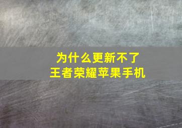 为什么更新不了王者荣耀苹果手机